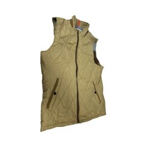 Tommy Bahama Jacket Quilted Puffer Vest‎ Lightweight Beige Brown Zip Mens Medium